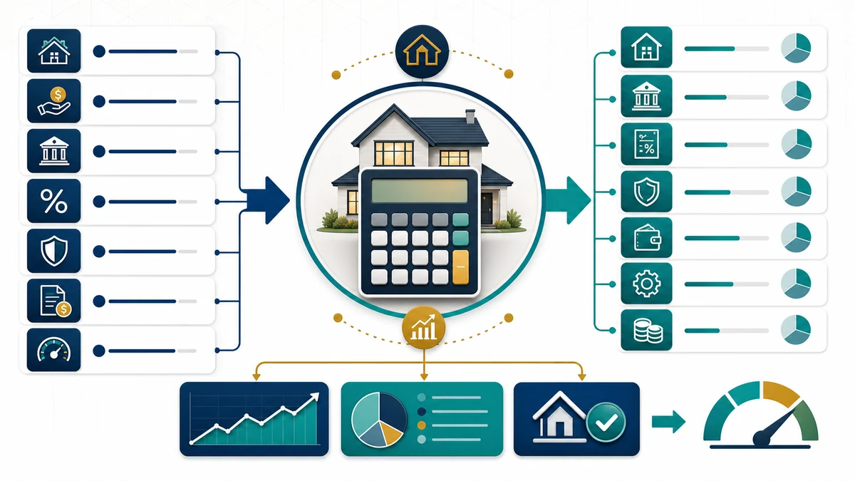 All-in-one Home Loan Calculator visual guide showing key inputs and results