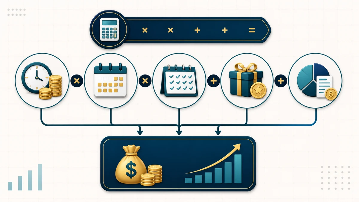 USA Annual Income Calculator visual guide showing key inputs and results
