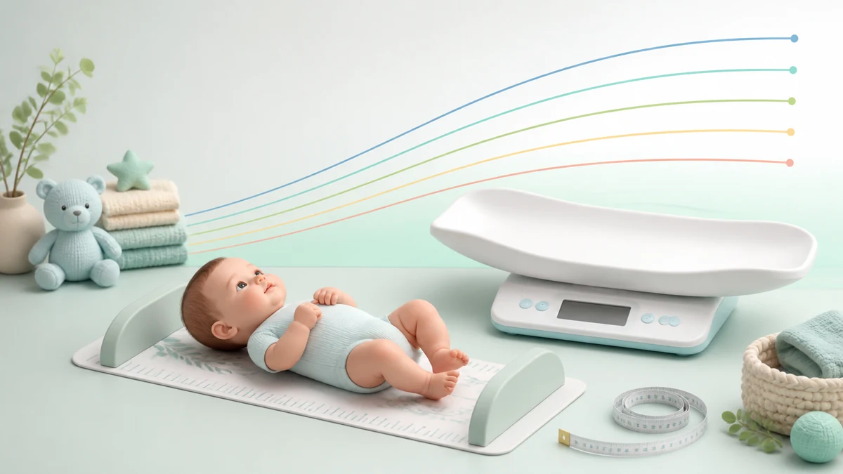 Baby growth percentile calculator visual with infant scale and growth curves