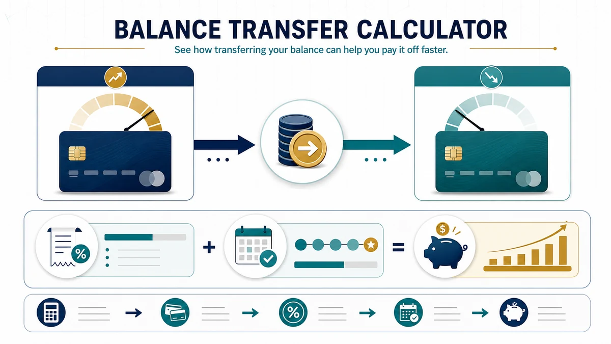 Balance Transfer Calculator visual guide showing key inputs and results