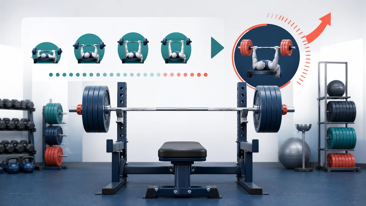 Bench Press 1RM Calculator visual guide showing key inputs and estimated results