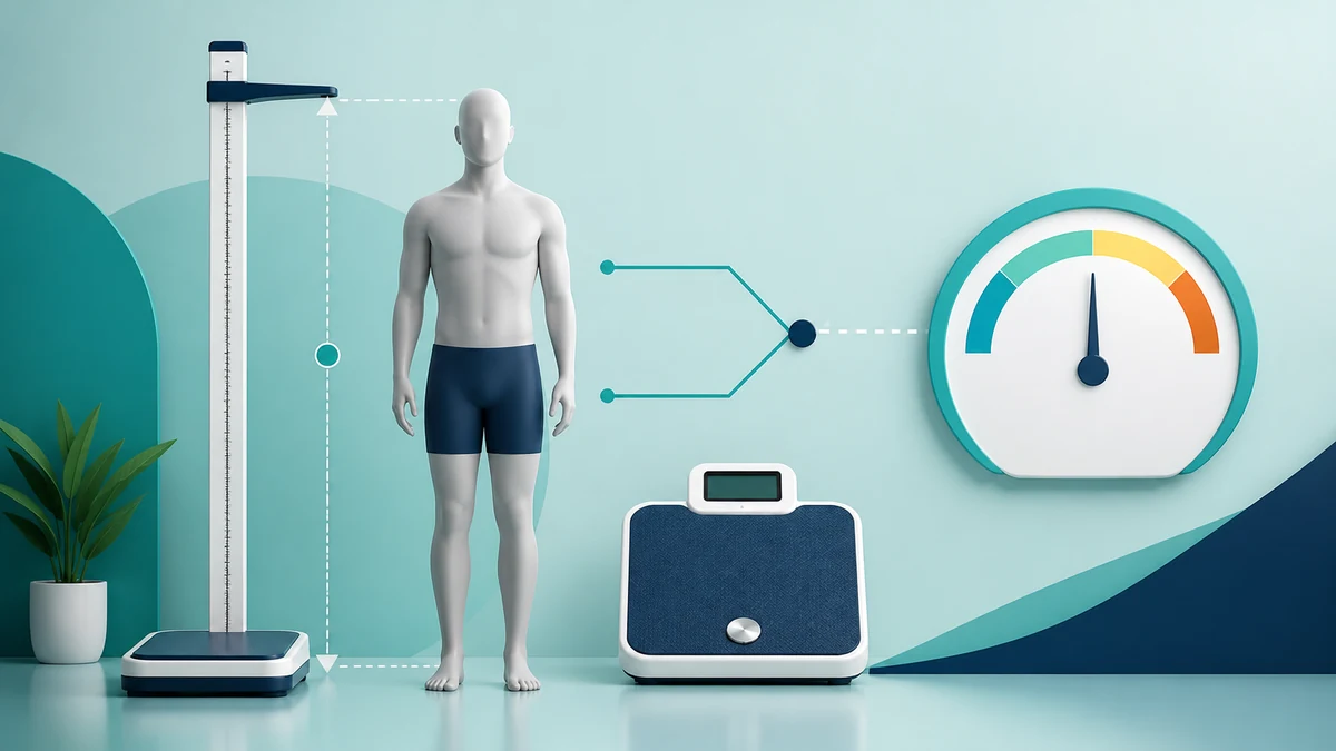BMI calculator visual with adult height and weight measurement