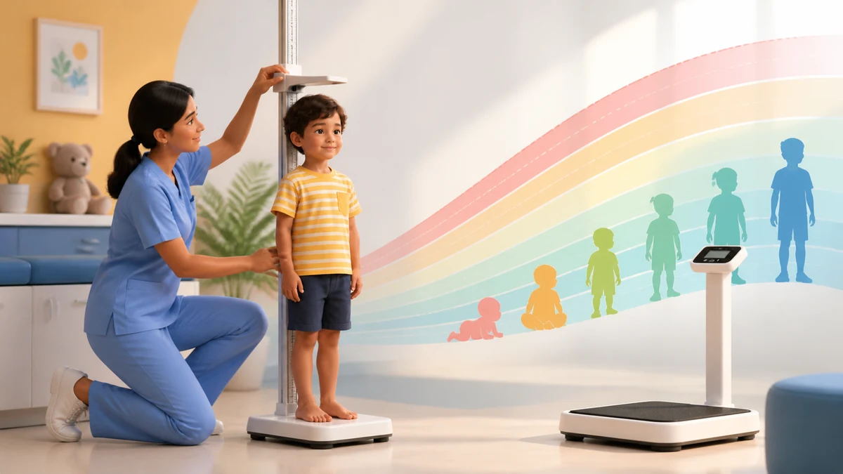 Child BMI calculator visual with height, weight and growth-reference curves