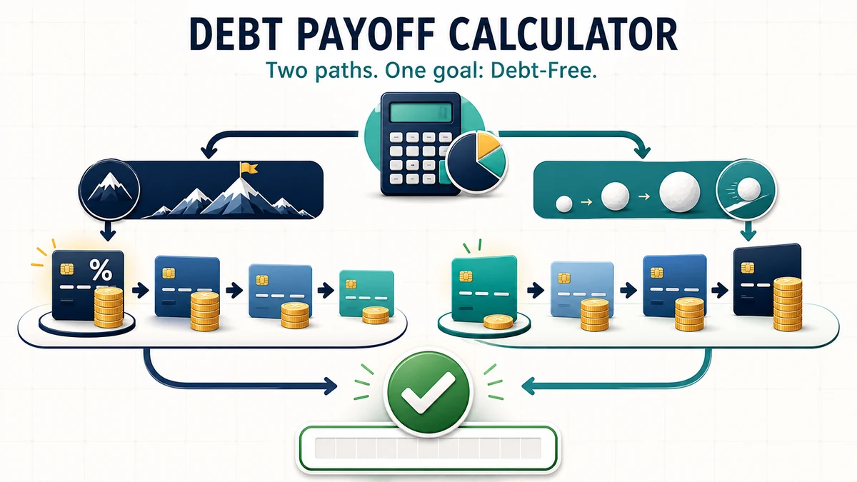 Debt Payoff Calculator visual guide showing key inputs and results