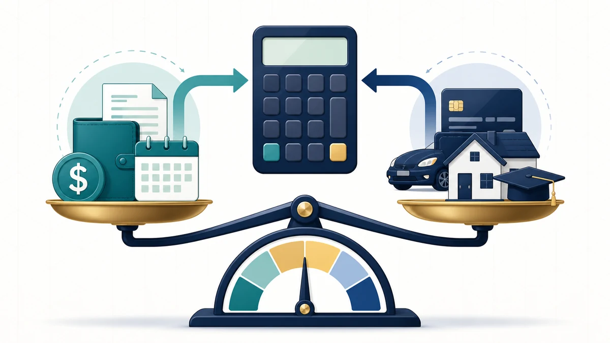 Debt-to-Income Ratio Calculator visual guide showing key inputs and results