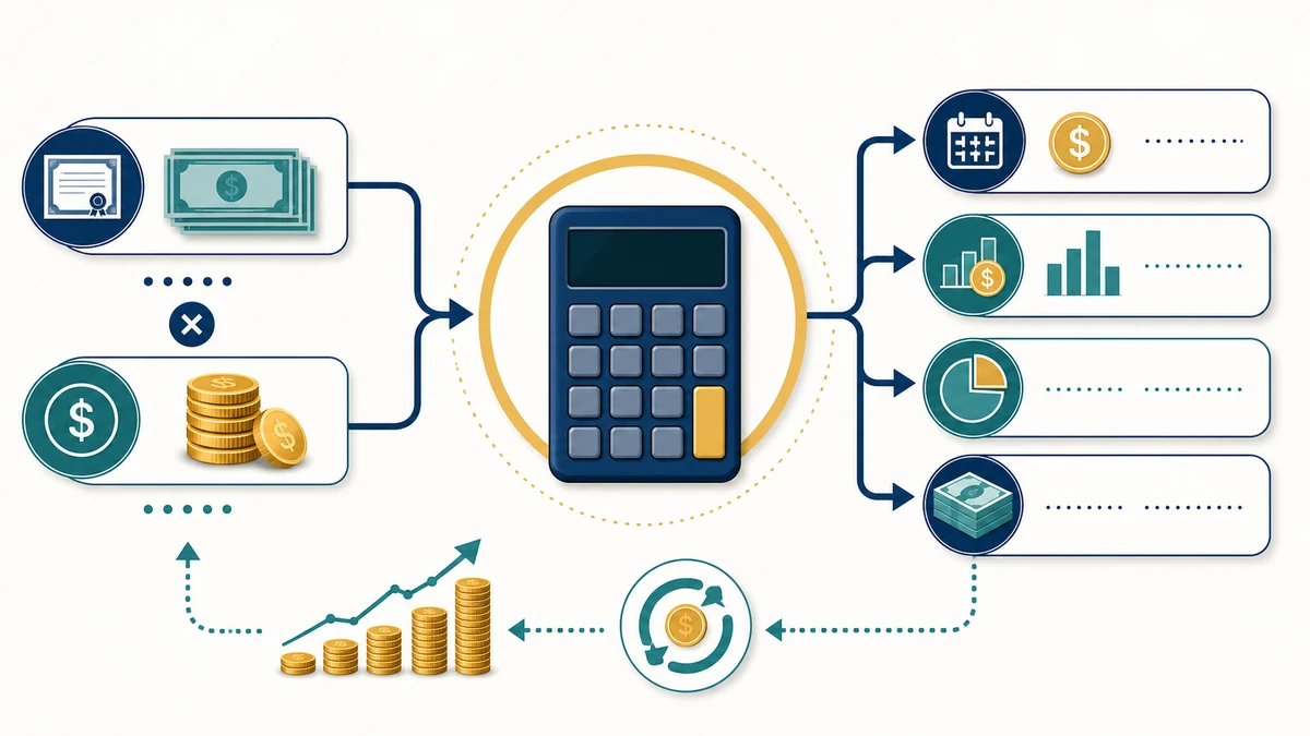 Dividend Calculator visual guide showing key inputs and results