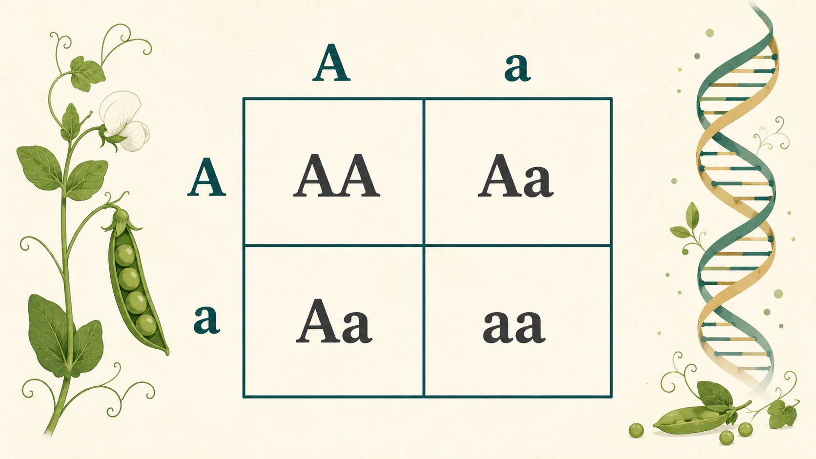 Punnett Square Calculator example showing an Aa by Aa monohybrid cross