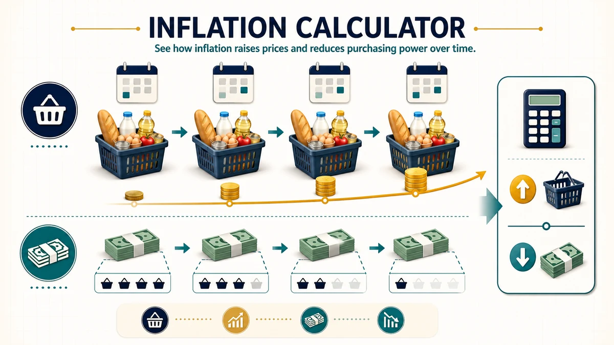 Inflation Calculator visual guide showing key inputs and results