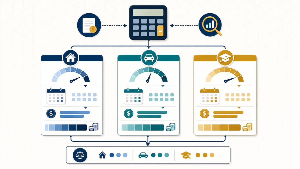 Loan Comparison Calculator visual guide showing key inputs and results