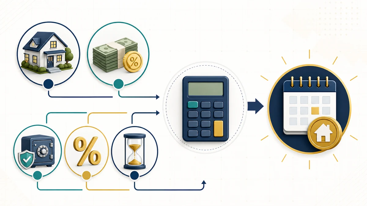 Mortgage Calculator visual guide showing key inputs and results