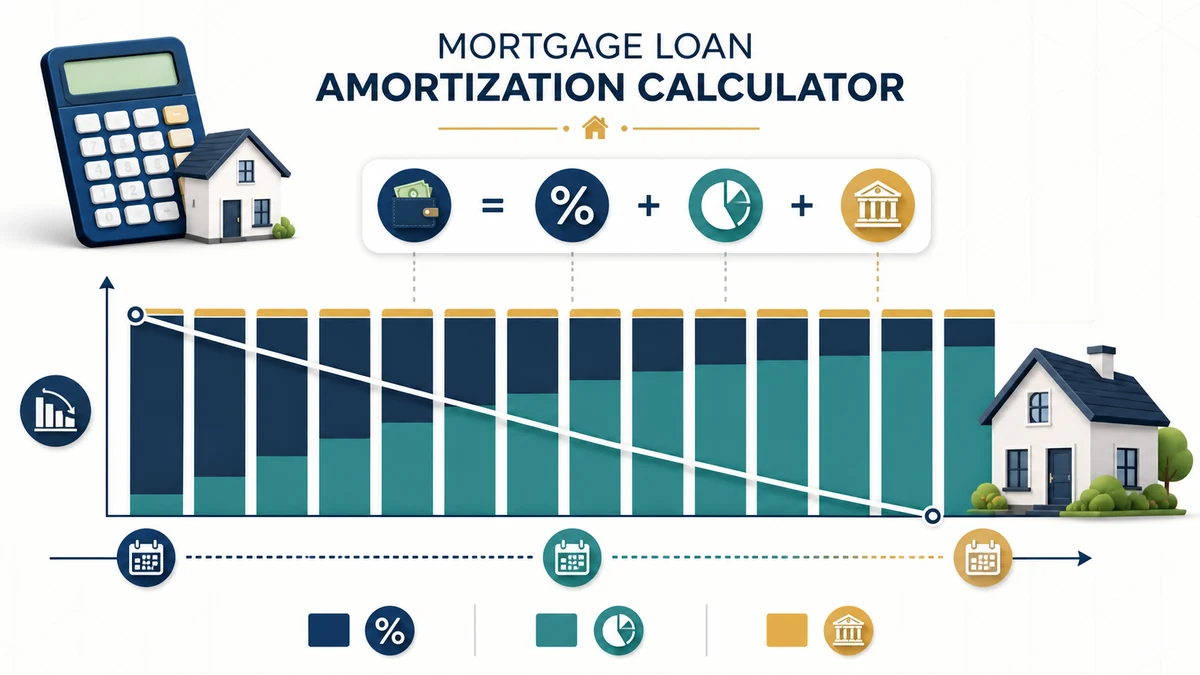 Mortgage Loan Amortization Calculator guide Mortgage Loan Amortization Calculator visual guide showing key inputs and results