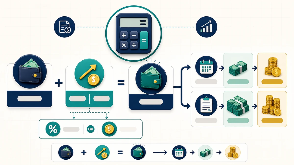 Pay Raise Calculator visual guide showing key inputs and results