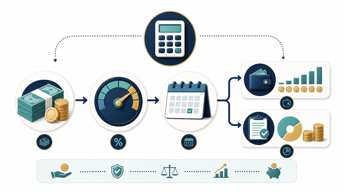 Personal Loan Calculator visual guide showing key inputs and results