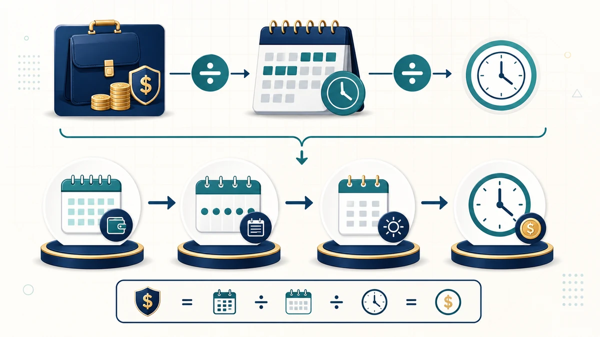 Salary to Hourly Calculator visual guide showing key inputs and results