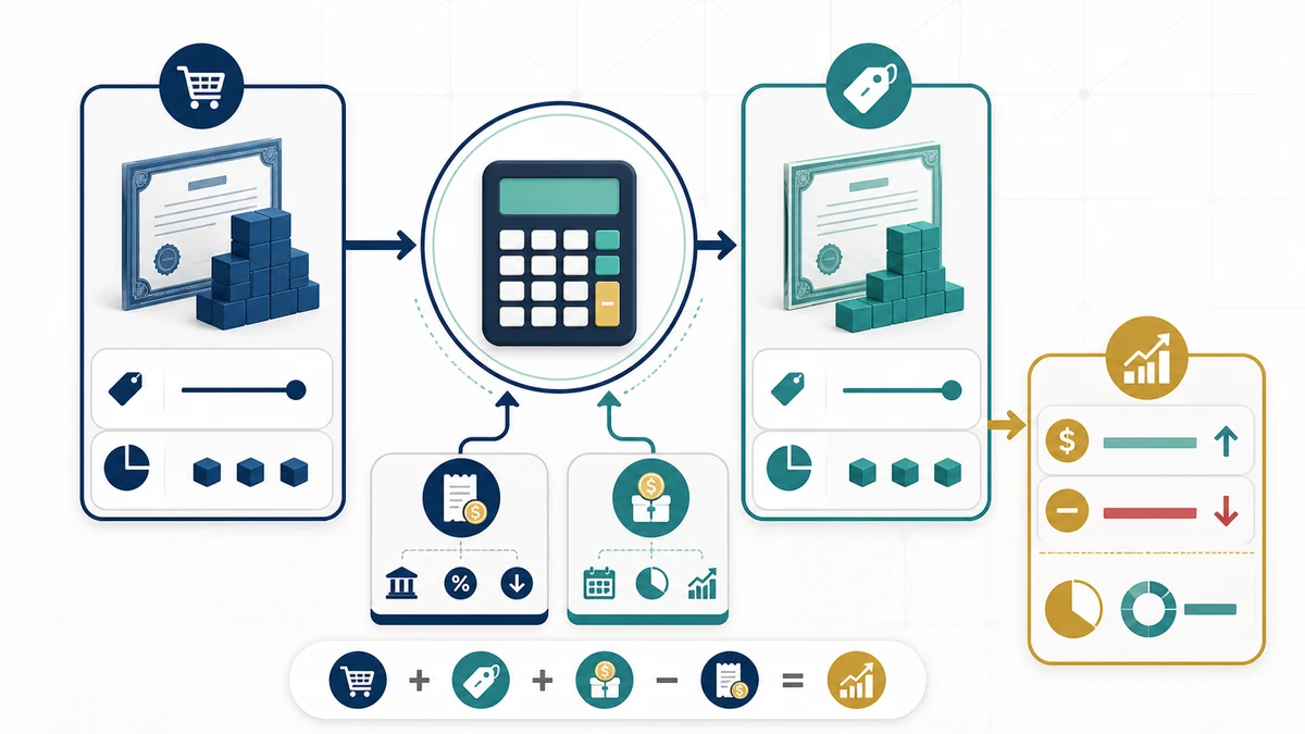 Stock Calculator guide Stock Calculator visual guide showing key inputs and results