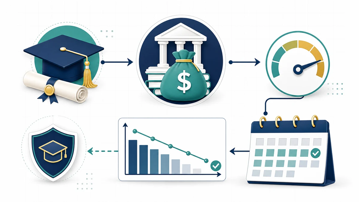 Student Loan Calculator visual guide showing key inputs and results