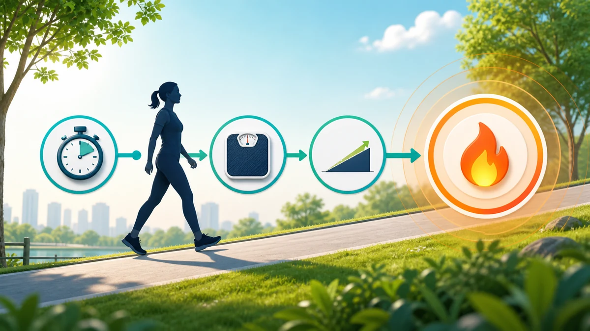 Walking Calorie Calculator visual guide showing key inputs and estimated results